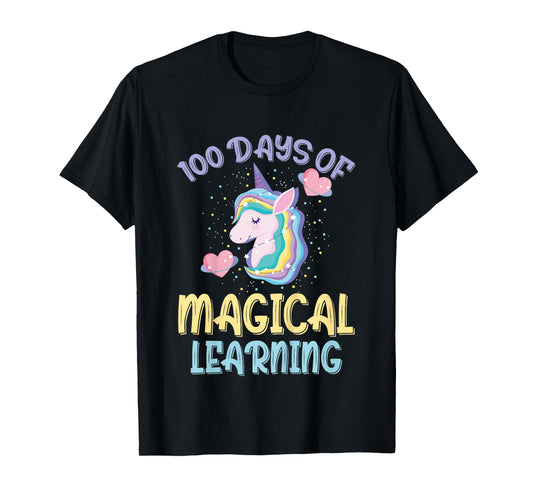 100 Days Of Magical Learning 100th Day Of School Unicorn T-Shirt