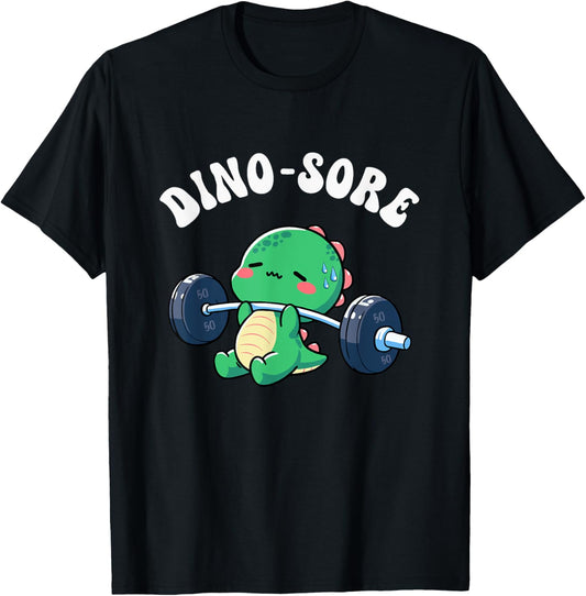Dino Sore Gym Workout Lifting Weights Fitness Dino Saur Gym T-Shirt