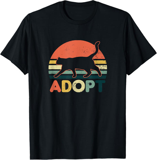 Cat Adoption Design Vintage Retro Sunset Adopt Gift T-Shirt