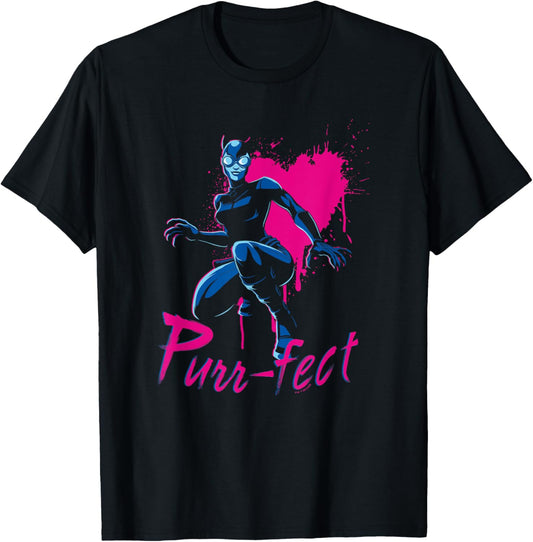 DC Comics Valentine's Day Catwoman Purr-fect Heart Splatter T-Shirt