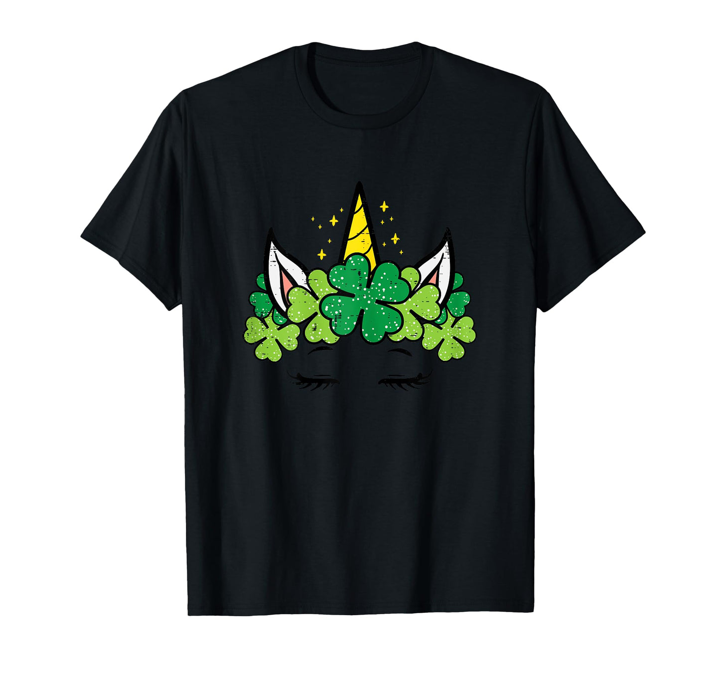 St Patricks Day Unicorn Face Shamrock Pattys Toddler Girls T-Shirt