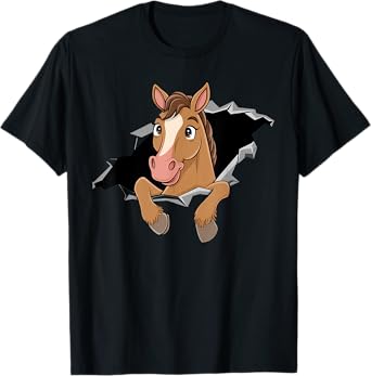 Horse Riding Lover Gift Co. Funny Horse Riding T-Shirt - Unisex-Adults/Kids, Black, Small, Short Sleeve, Classic Fit, Cotton Blend, U-Neck, T-Shirt, Cartoon, Birthday