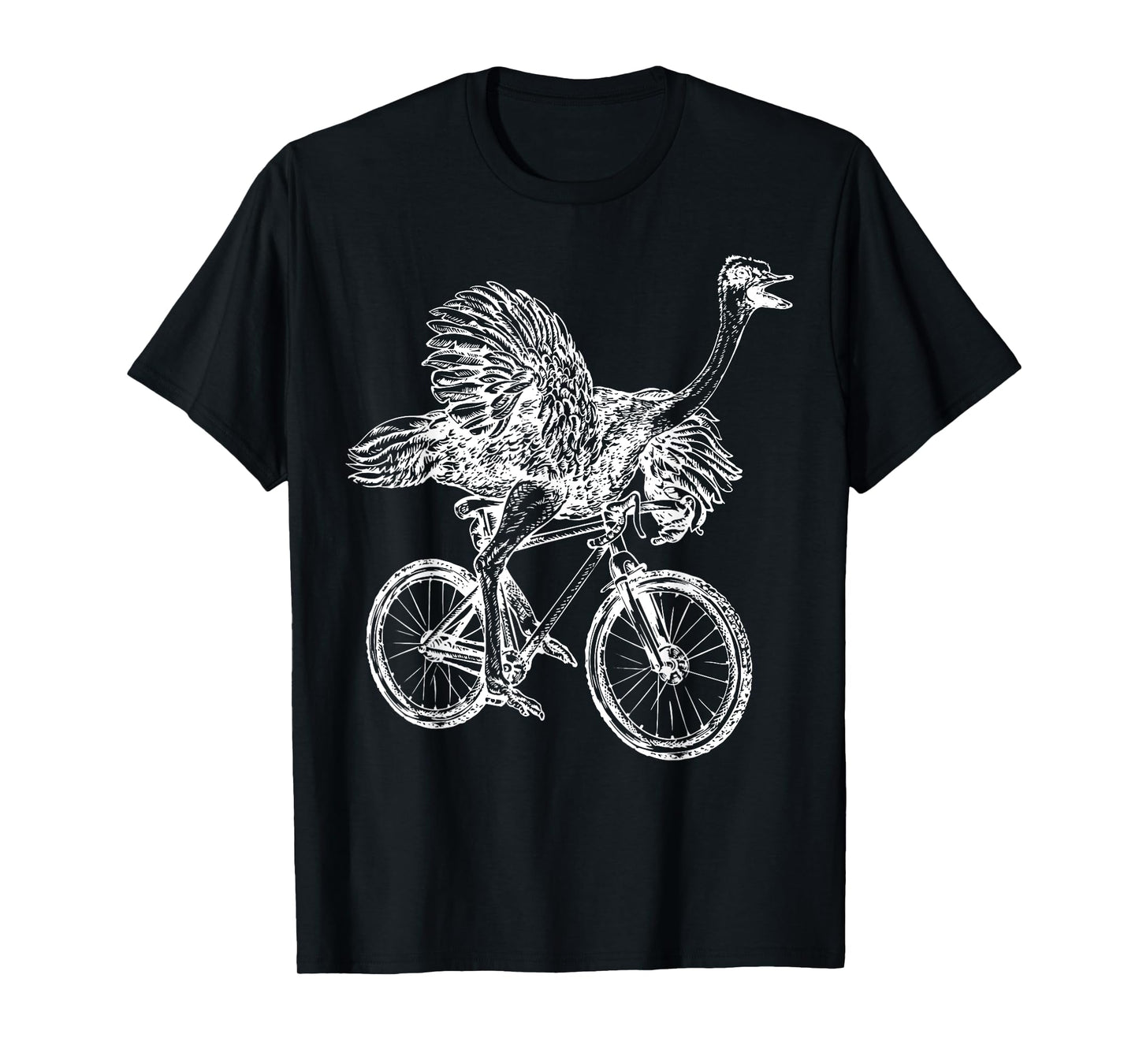 Funny Vintage Ostrich Riding Bicycle Cycling Animal Lover T-Shirt