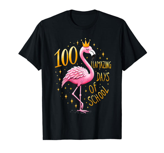 100th School Day 100 Flaming School Days Flamingo T-Shirt