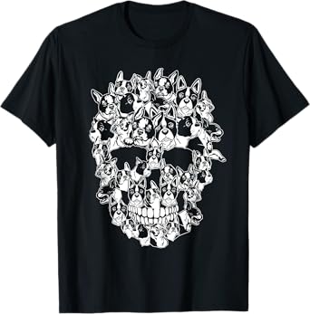 Funny Halloween Costume Skull Boston Terrier Dog Lover T-Shirt