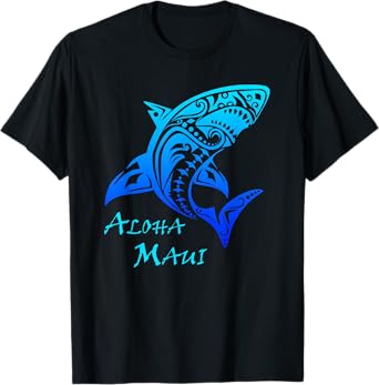 Aloha Maui Vintage Hawaiian Island Tribal Shark Classic T-Shirt