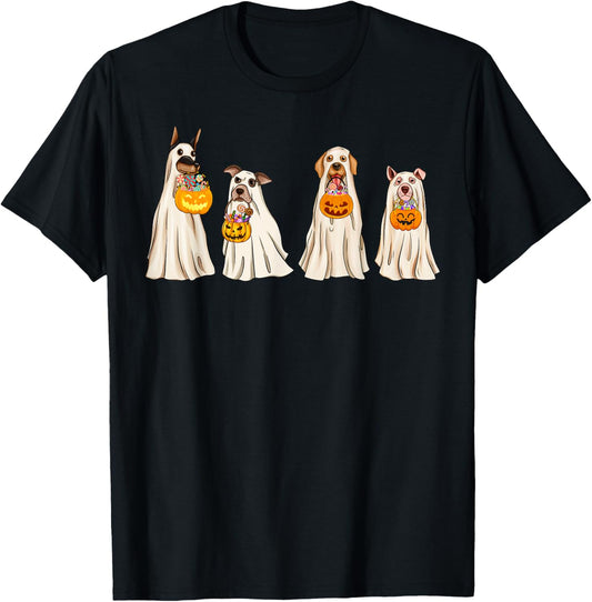 Ghost Dogs Trick Or Treat Dog Dressed As Ghost Halloween T-Shirt