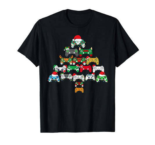 Funny Video Game Controller Christmas Tree Gamer Boys Kids T-Shirt