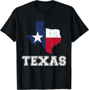 Texas Proud Texan Patriot American USA Flag Vintage Map T-Shirt