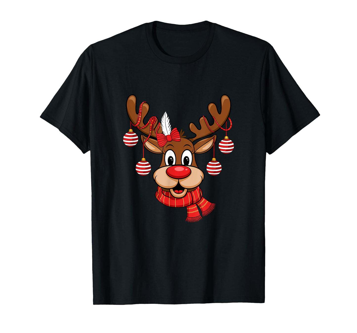Cute Reindeer Christmas Red Nose Rudolph Xmas Kids Adult T-Shirt