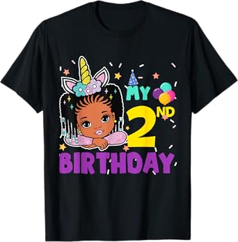 It's my 2nd Birthday Cute African American Kids Afro Braids T-Shirt