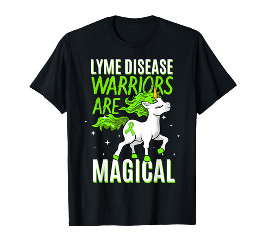 Lyme Disease Warrior Magical Unicorn Ticks Green Ribbon Gift T-Shirt
