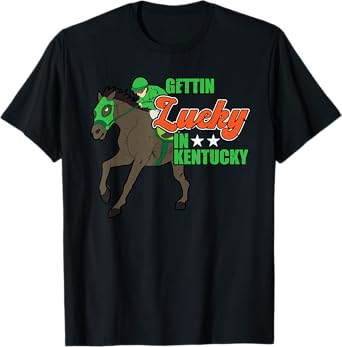 Vintage Getting Lucky In Kentucky Funny Horse Racing Lover T-Shirt
