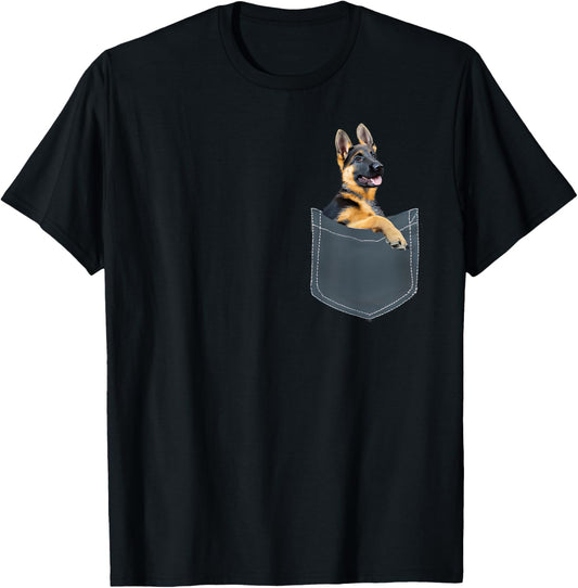 Funny Dog Shirt - Cute GSD in Pocket for Men Women Kids T-Shirt