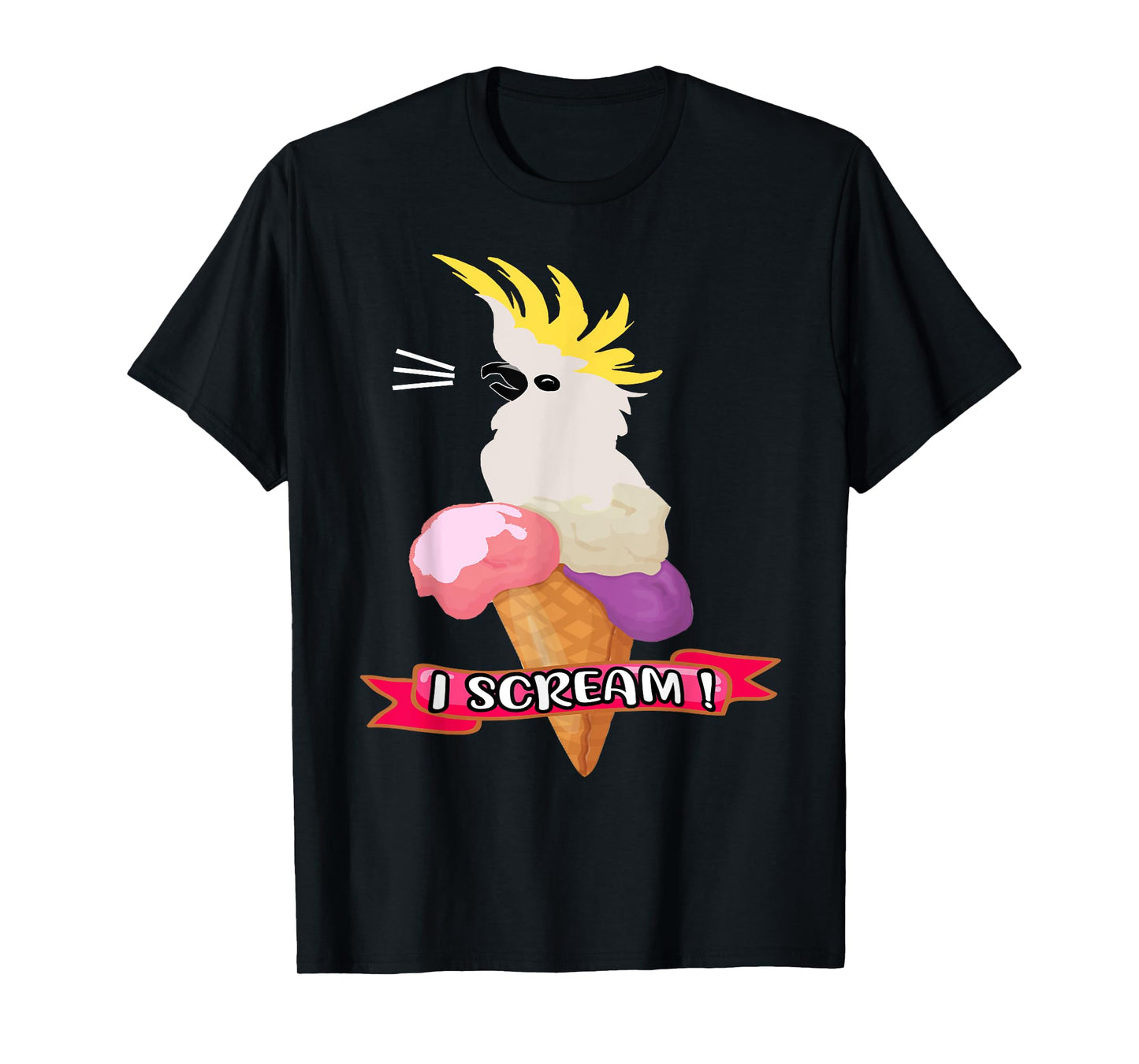 Sulfur Crested Cockatoo Ice Cream Parrot - Cockatoo Tee . T-Shirt