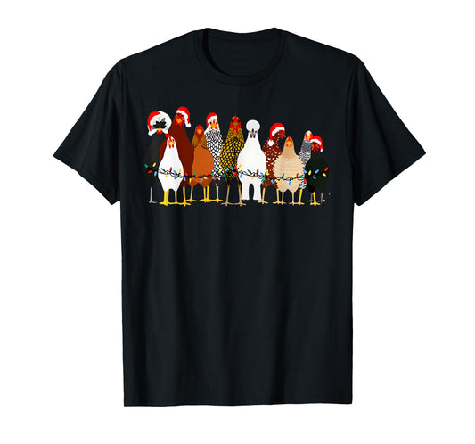 Cute Christmas Chickens Santa Farm Chickens Animals Pajamas T-Shirt