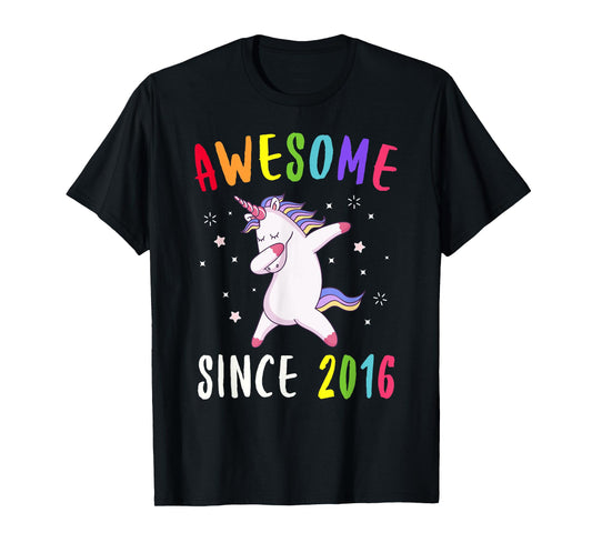 Awesome Since 2016 Dabbing Unicorn T-Shirt