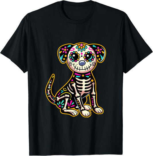 Dia de los Muertos Skeleton Sugar Skull Dog Day of the Dead T-Shirt