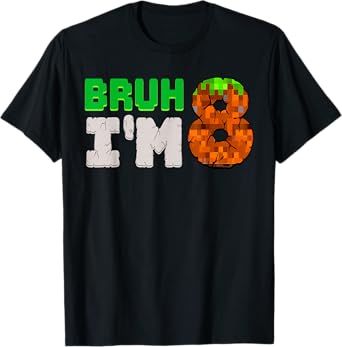 8th Birthday I'm 8 Year Old Birthday Boy Game Pixel Number T-Shirt