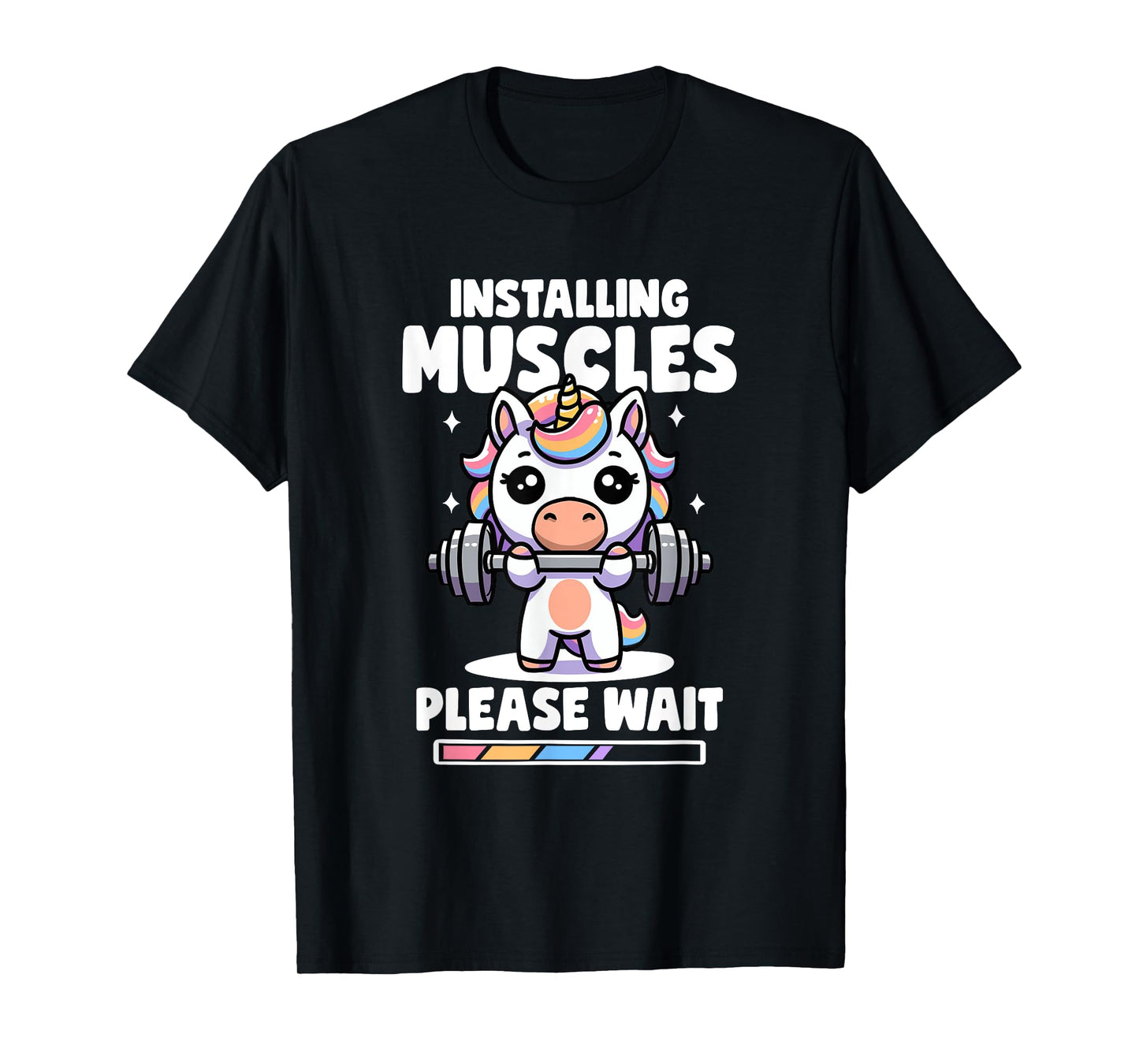 Installing Muscles Please Wait Unicorn Gym Quote Unicorn T-Shirt