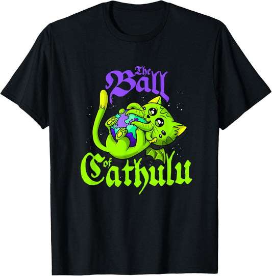 Cute Kawaii Cathulhu Eating the World T-Shirt Cat Cthulhu T-Shirt