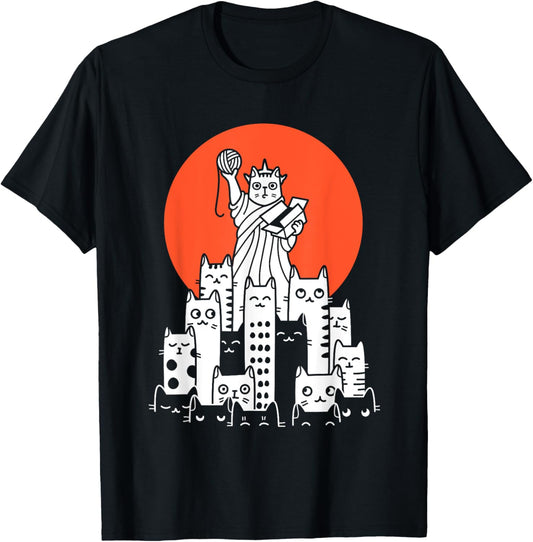 Cat in New York, NYC, America, USA, Patriot, Manhattan T-Shirt