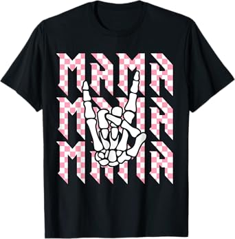Mama Of The Bad Two The Bone Checkered Mama 2nd Birthday T-Shirt