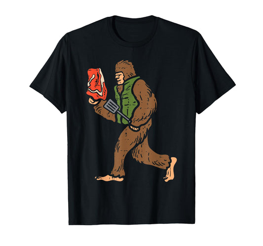 Bigfoot Barbecue Bbq Sasquatch Meat Grilling Women Men Kids T-Shirt
