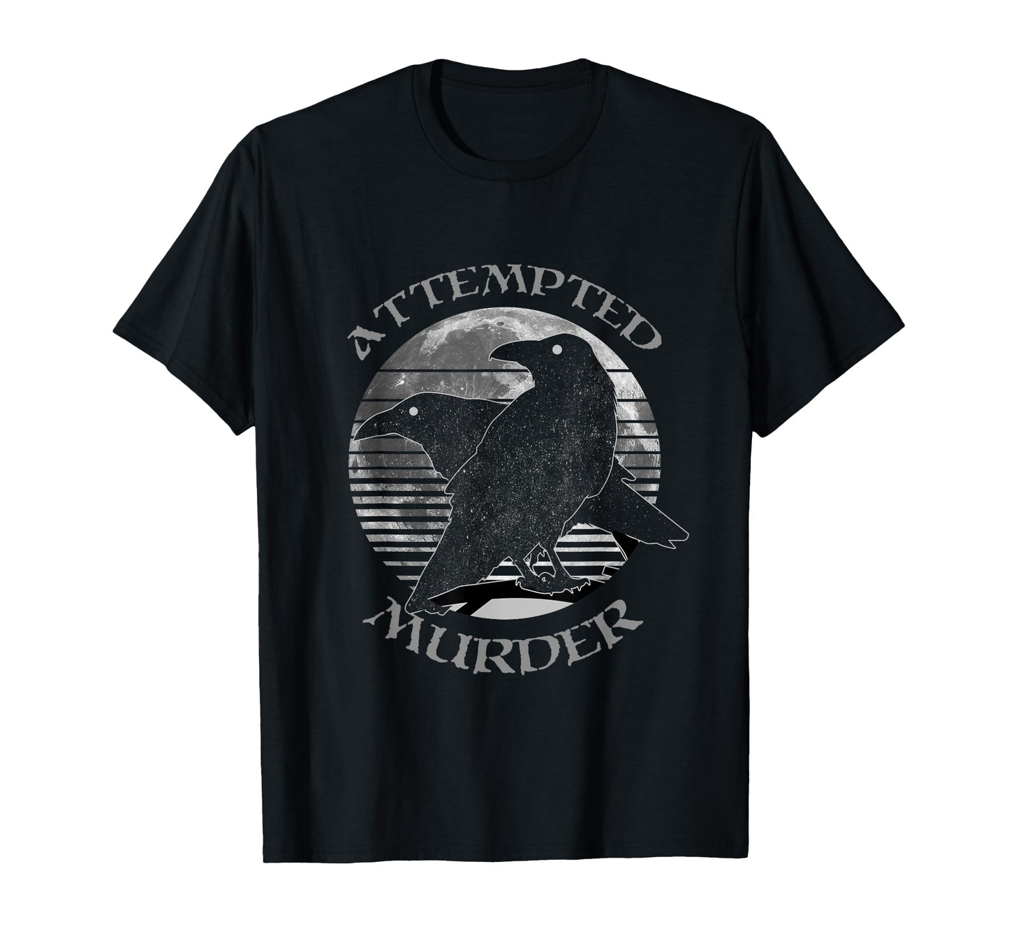 Raven Crow Retro Moon Attempted Murder Wiccan Pagan Gift T-Shirt