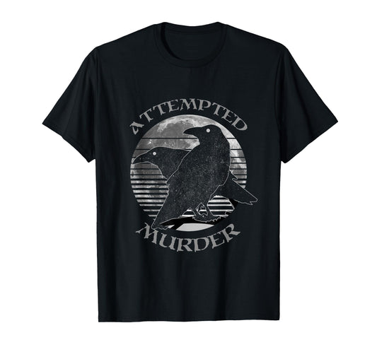 Raven Crow Retro Moon Attempted Murder Wiccan Pagan Gift T-Shirt