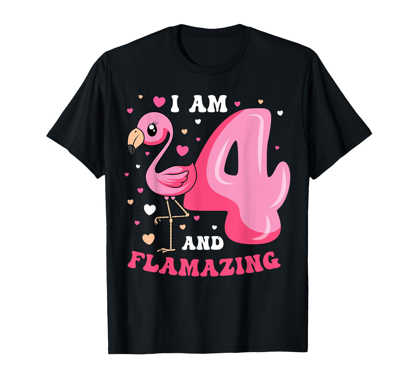 I Am 4 And Flamazing Flamingo Birthday 4th Bday Party T-Shirt