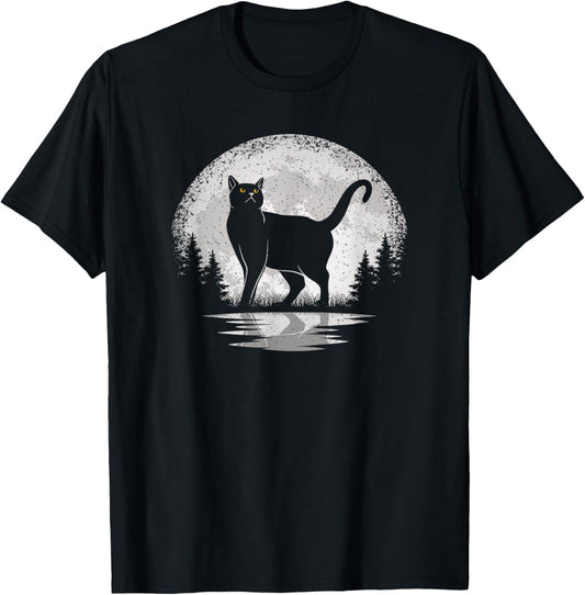 Cat Moon Vintage Cute Cat Lover Men Women Kids T-Shirt