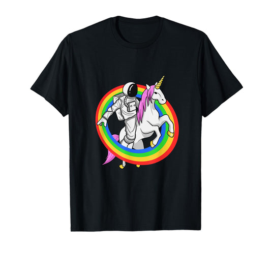 Astronaut Riding Unicorn Shirt Galaxy Space Travel T-Shirt T-Shirt