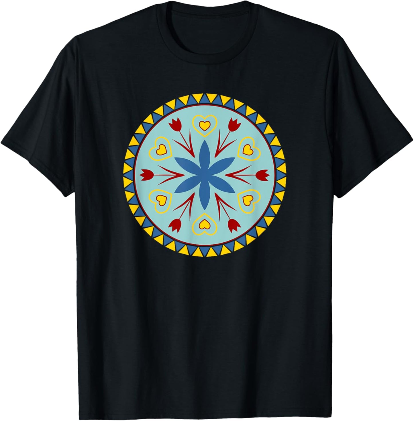 Amish - Hex Sign Rosette Hearts Tulips Triangles 1 T-Shirt T-Shirt
