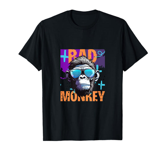 Jon De Voui Bad Monkey T-Shirt - Unisex-Adults, Kids - Black - Small - Short Sleeve