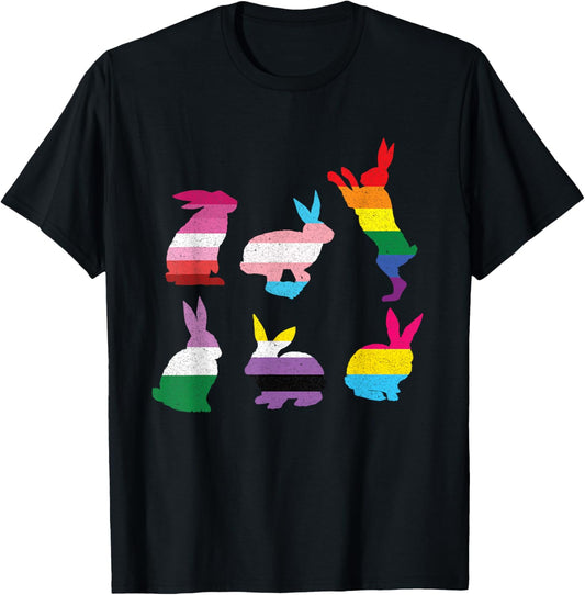 Easter Bunnies LGBTQ Pride Rainbow Rabbit Awareness Month T-Shirt