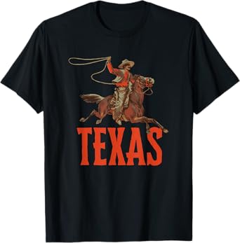 Texas Retro Roping Cowboy Vintage Graphic T-Shirt