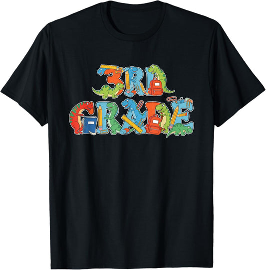 Funny T Rex Third Grade Back to School Kids Boys Girls T-Shirt