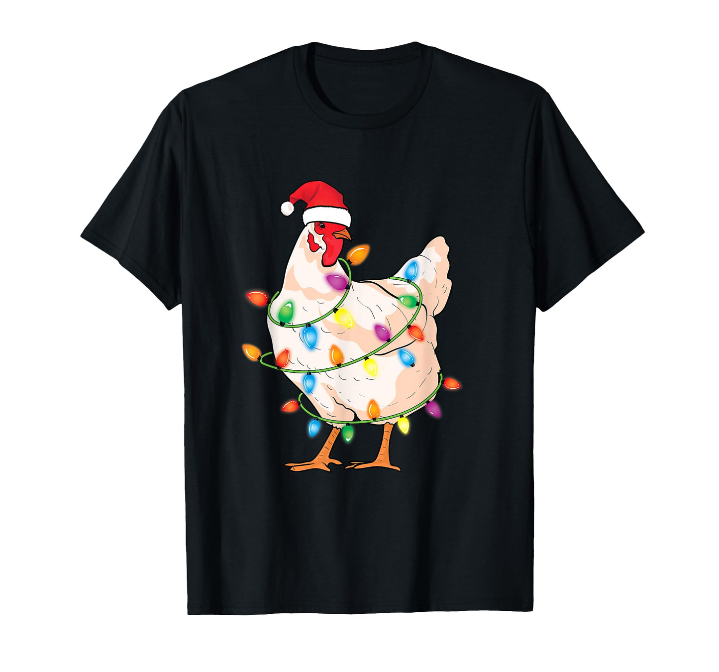 Chicken Christmas Tree with Santa Hat Farmer Funny Chicken T-Shirt