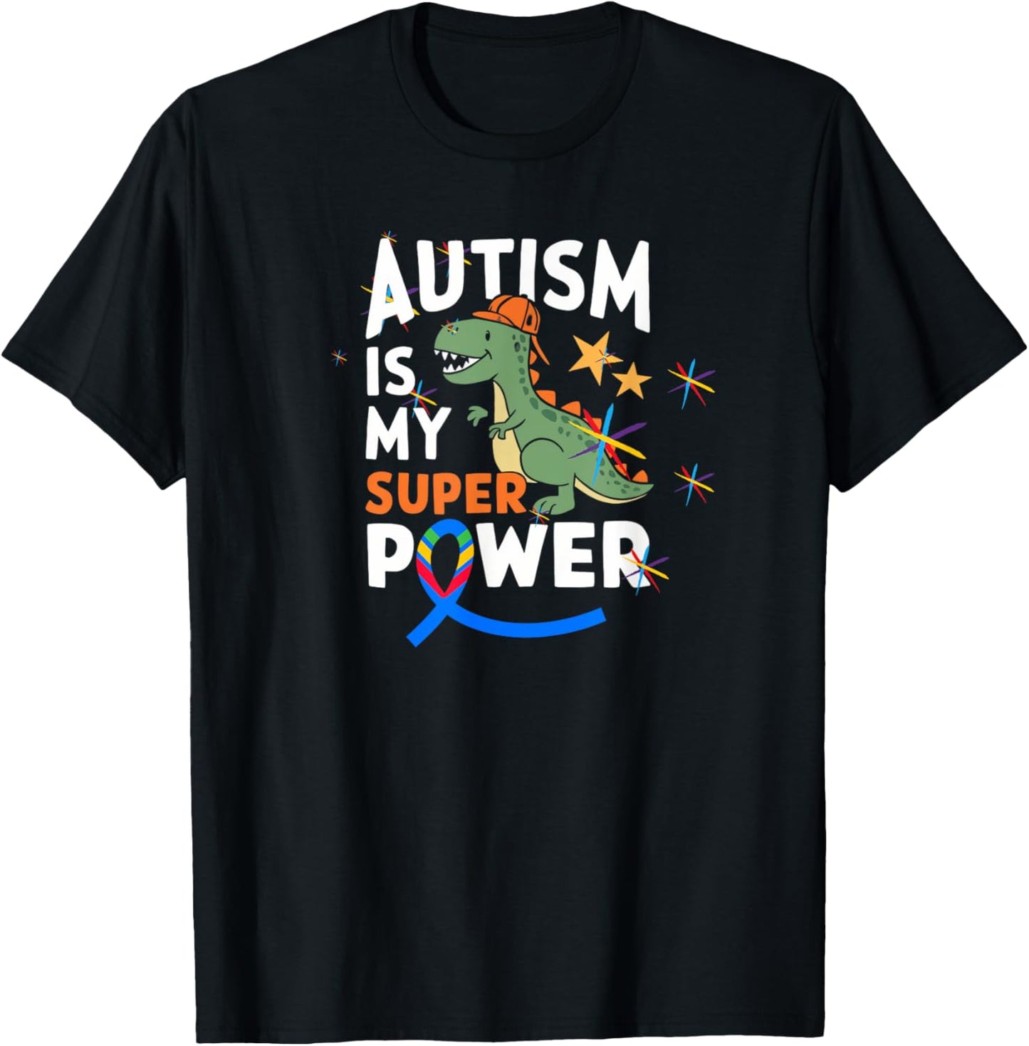 Dinosaur TRex Autism Is My Superpower Autism Awareness Kids T-Shirt