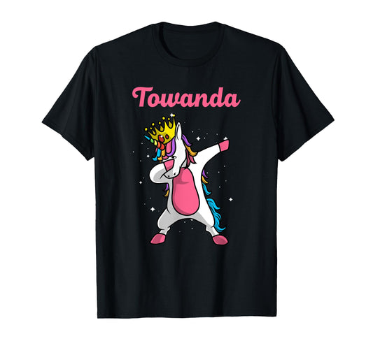 TOWANDA Name Personalized Birthday Dabbing Unicorn Queen T-Shirt