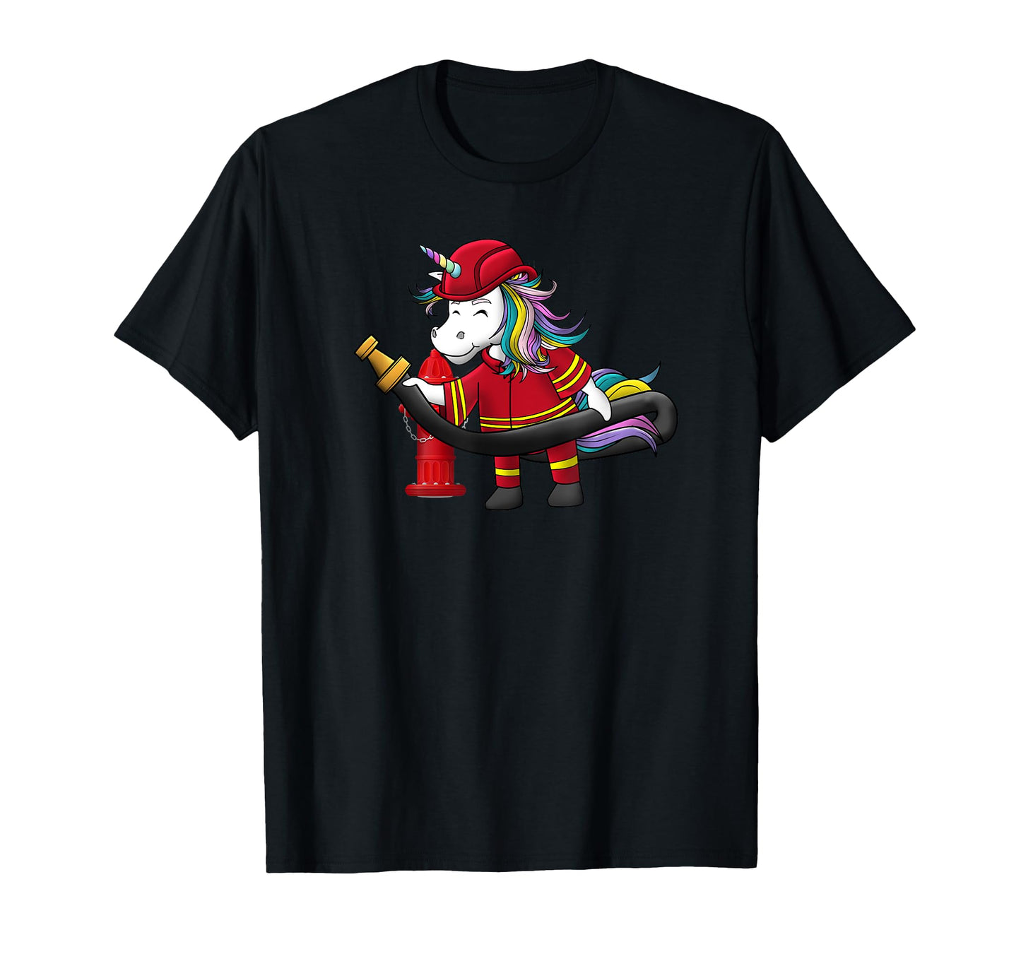 Unicorn Firefighter Fireman Birthday Party Funny Girl Love T-Shirt