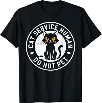 Cute Introvert Cat Service Human Do Not Pet Funny Cat Joke T-Shirt