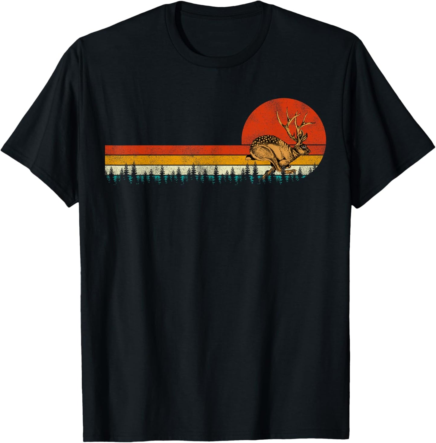 Jackrabbit Vintage Retro Sunset Pine Tree save the Jackalope T-Shirt