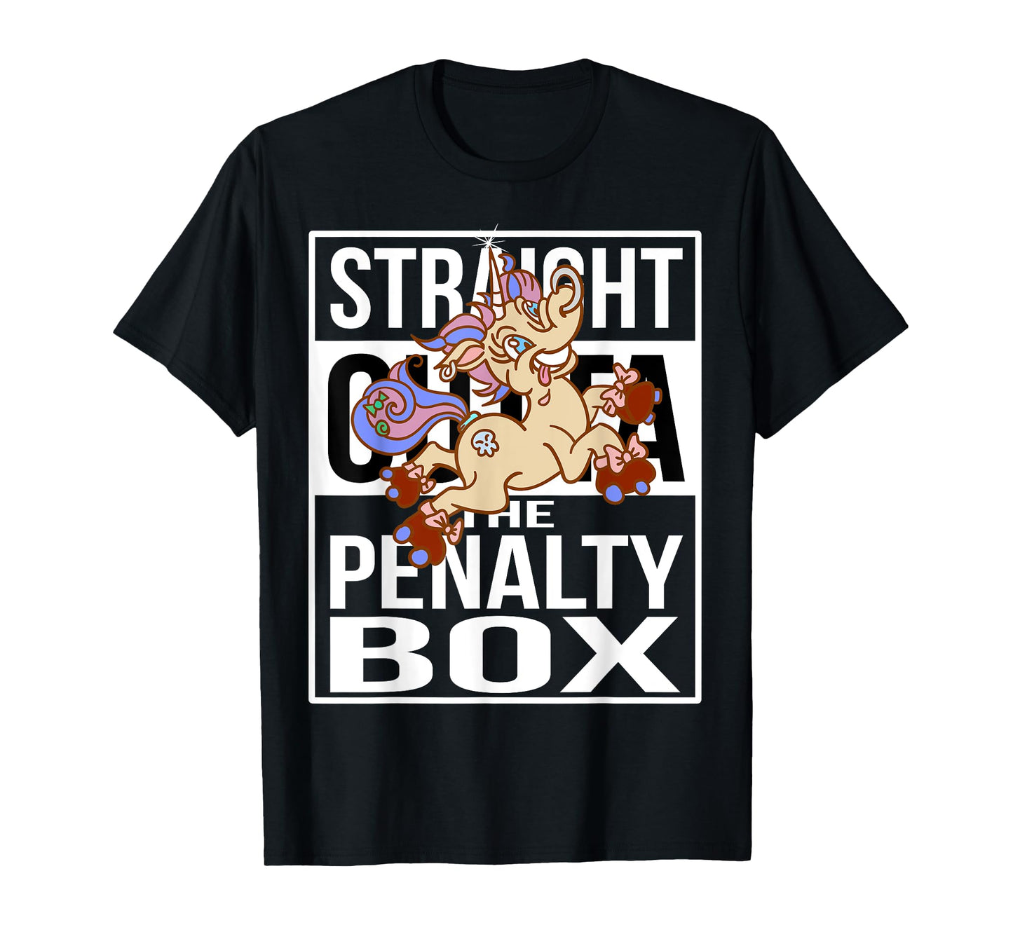 Straight outta the Penalty Box Skater Unicorn Roller Derby T-Shirt