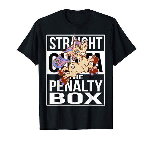 Straight outta the Penalty Box Skater Unicorn Roller Derby T-Shirt