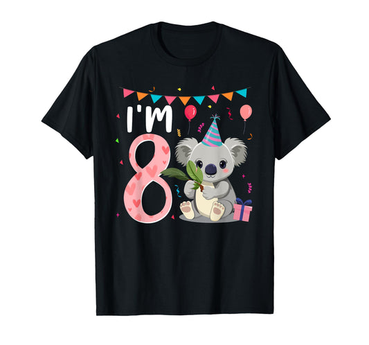 8th Birthday Girl Koala Bear 8 Year Old T-Shirt