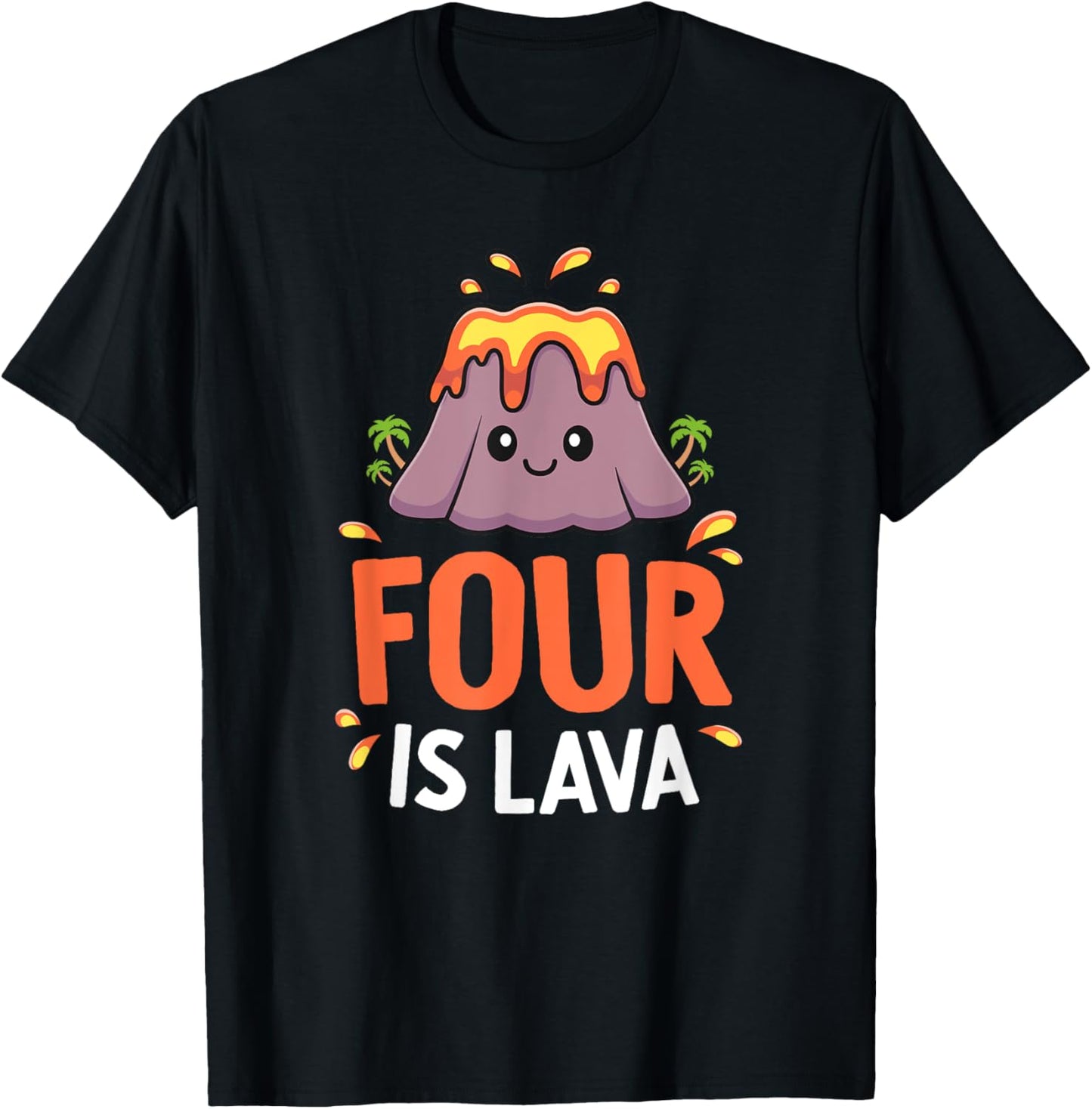 Volcano Birthday Party 4th Birthday Dinosaur Four Is Lava T-Shirt