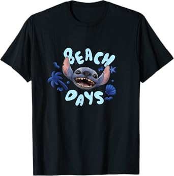 Disney Lilo & Stitch Beach Days Big Stitch Face Logo T-Shirt