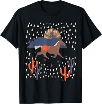PowWow Wild West Horse Indian Cactus Indian Tribe Desert T-Shirt